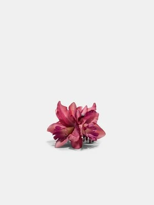 Stradivarius Klamra do włosów z kwiatem orchidei  Różowy