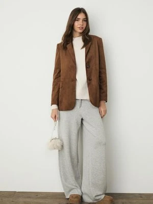 Stradivarius Klasyczna marynarka ze sztucznego zamszu  Brązowy