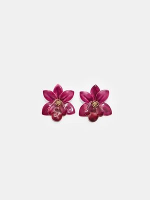 Stradivarius Kolczyk kwiat orchidei  Fuksja