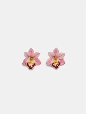 Stradivarius Kolczyki z orchideą  Różowy