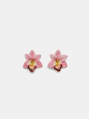 Stradivarius Kolczyki z orchideą  Różowy