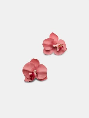 Stradivarius Komplet 2 klamerek do włosów z orchideą  Różowy