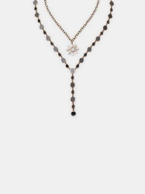 Stradivarius Komplet 2 naszyjników typu lariat i z motywem słońca  Złoty