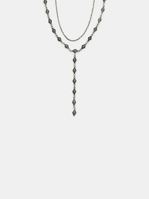 Stradivarius Komplet 2 naszyjników typu lariat  Szary