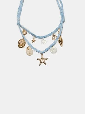 Stradivarius Komplet 2 naszyjników z motywami morskimi  Niebieski