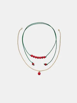 Stradivarius Komplet 2 naszyjników z pomidorami  Czerwony