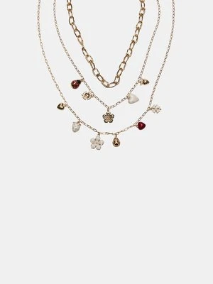 Stradivarius Komplet 3 naszyjników z wieloma zawieszkami  Złoty