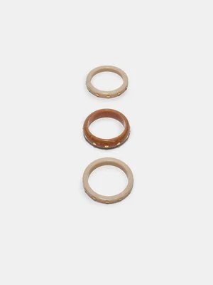 Stradivarius Komplet 3 sztywnych bransoletek z ćwiekami  Brązowy