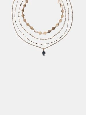 Stradivarius Komplet 4 naszyjników z rombami z efektem lustra  Złoty