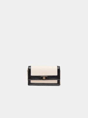 Stradivarius Kontrastowa płócienna torebka listonoszka  Ecru