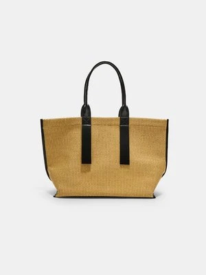 Stradivarius Kontrastowa torba shopper w stylu rafii  Czarny