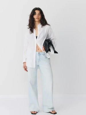 Stradivarius Koszula basic z podwójnego materiału  Biały