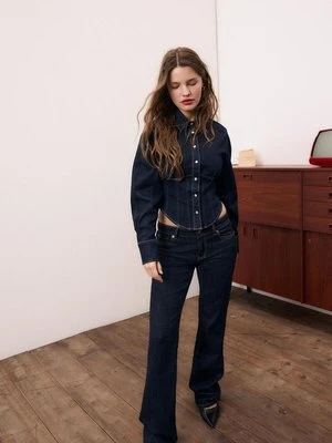 Stradivarius Koszula jeansowa typu gorset  NIEBIESKI DENIM OVERDYED