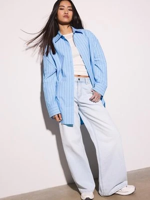 Stradivarius Koszula oversize w paski  SZARY DENIM
