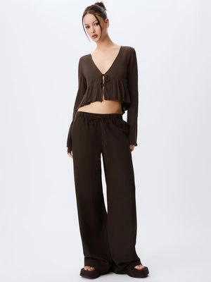 Stradivarius Koszula wiązana z falbanami  Brązowy