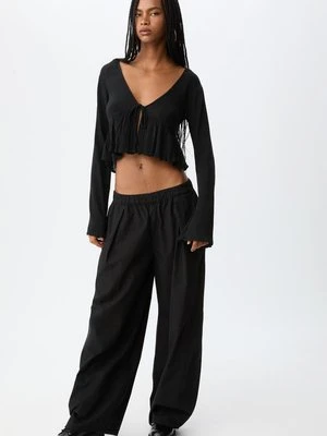 Stradivarius Koszula wiązana z falbanami  Czarny