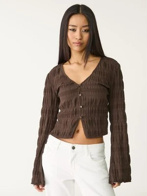 Stradivarius Koszula z długim rękawem i haftami  Brązowy