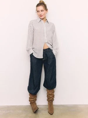 Stradivarius Koszula z efektem lnu  Brązowy