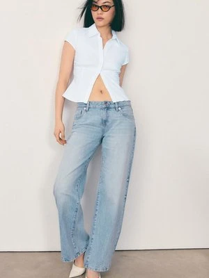 Stradivarius Koszula z krótkim rękawem i odcięciem pod biustem  Biały