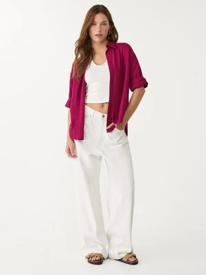 Stradivarius Koszula z lnem Cielisty róż