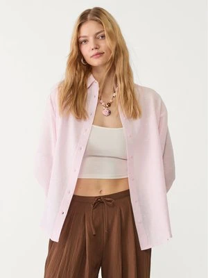 Stradivarius Koszula z mieszanki lnu  Ciemna fuksja