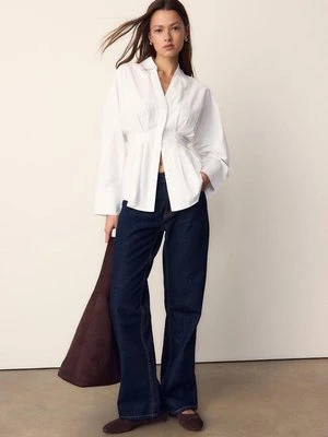 Stradivarius Koszula z popeliny z zakładkami  Biały