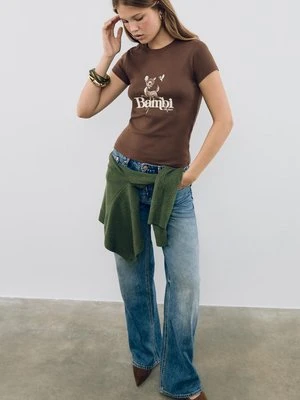 Stradivarius Koszulka Bambi  Brązowy
