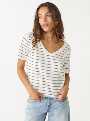 Zdjęcie produktu Stradivarius Koszulka basic o kroju regular fit heavy weight w paski  Ecru