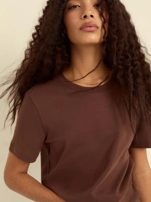 Stradivarius Koszulka basic o kroju regular heavy weight  Brązowy