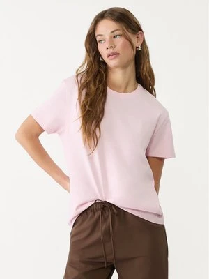Stradivarius Koszulka basic o kwadratowym kroju heavy weight  Pastelowy róż