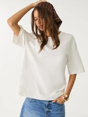 Stradivarius Koszulka basic oversize heavy weight  Ecru