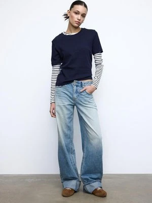 Stradivarius Podstawowa koszulka regular fit heavy weight  Ciemnomorski