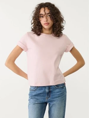 Stradivarius Koszulka basic regular fit  Pastelowy róż