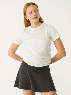 Stradivarius Koszulka basic regular fit z okrągłym dekoltem  Biały