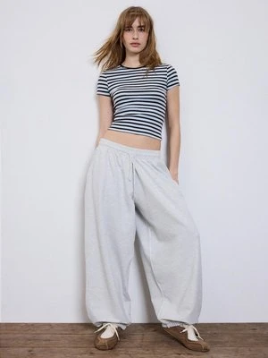 Stradivarius Koszulka basic slim fit w paski  Jasnobłękitny