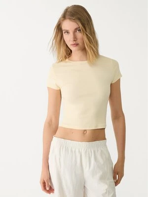 Stradivarius Koszulka basic slim fit  Żółty