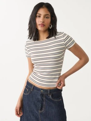 Stradivarius Koszulka basic slim w paski  Błękitny