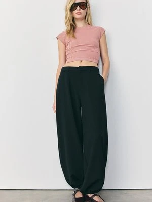 Stradivarius Koszulka basic w paski z mini rękawem  Łososiowy