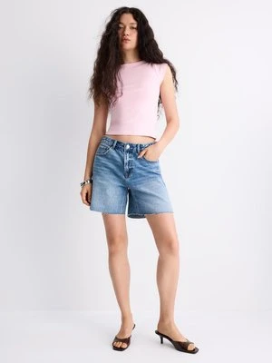 Zdjęcie produktu Stradivarius Koszulka basic z dekoltem łódka  Łososiowy