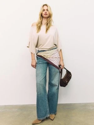 Stradivarius Koszulka basic z nietoperzowym rękawem  Kamień