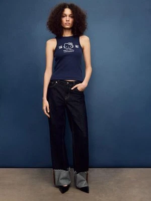 Stradivarius Koszulka bokserka Hello Kitty  Morski