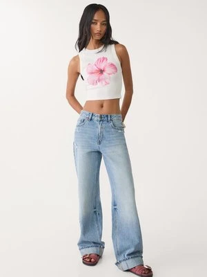 Stradivarius Koszulka bokserka hibiskus  Ecru