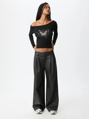 Stradivarius Koszulka dekolt łódka  Czarny