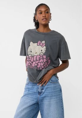 Stradivarius Koszulka oversize Hello Kitty  Ciemnoszary