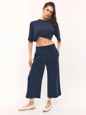 Stradivarius Koszulka oversize o miękkiej fakturze  Ciemnomorski