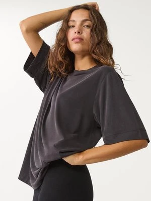 Stradivarius Koszulka oversize o miękkiej fakturze  Czarny