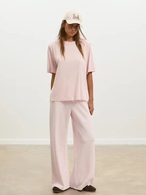 Stradivarius Koszulka oversize o miękkiej fakturze  Pastelowy róż