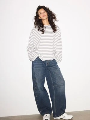 Stradivarius Koszulka oversize w paski  Popielaty