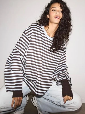 Zdjęcie produktu Stradivarius Koszulka oversize w paski z długim rękawem  Błękitny