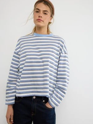 Stradivarius Koszulka oversize w paski z długim rękawem  Jasnobłękitny